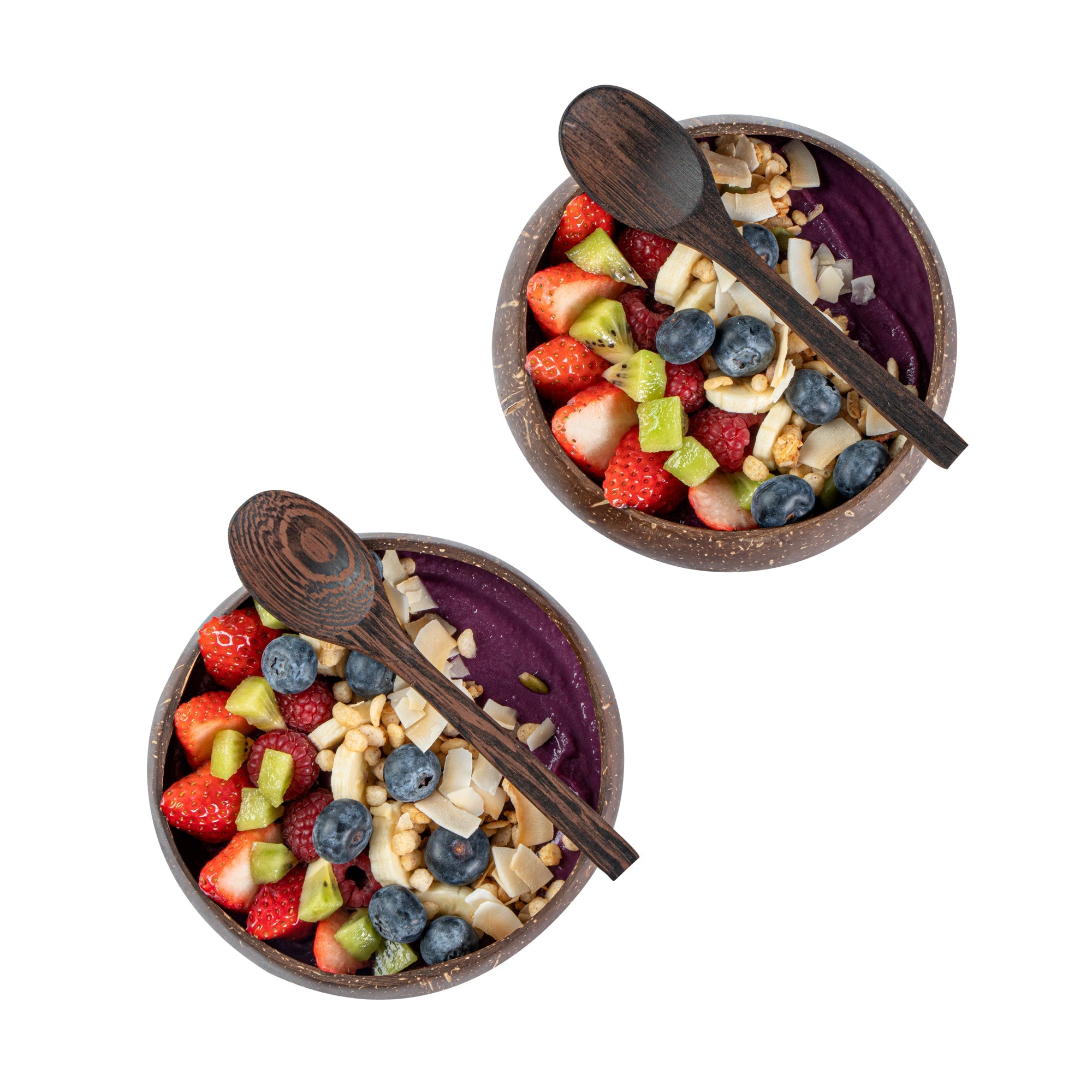 Coco Casa 4-Piece Handmade Coconut Bowl and Wooden Spoon Set - 1 count box