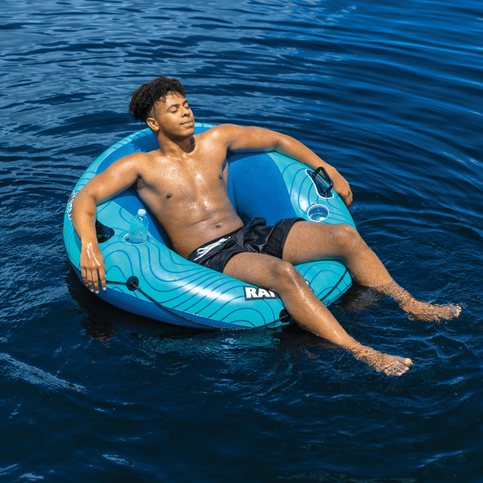 WOW Watersports Ranger 1-Person River Tube with Mesh Bottom and Cup Holder
