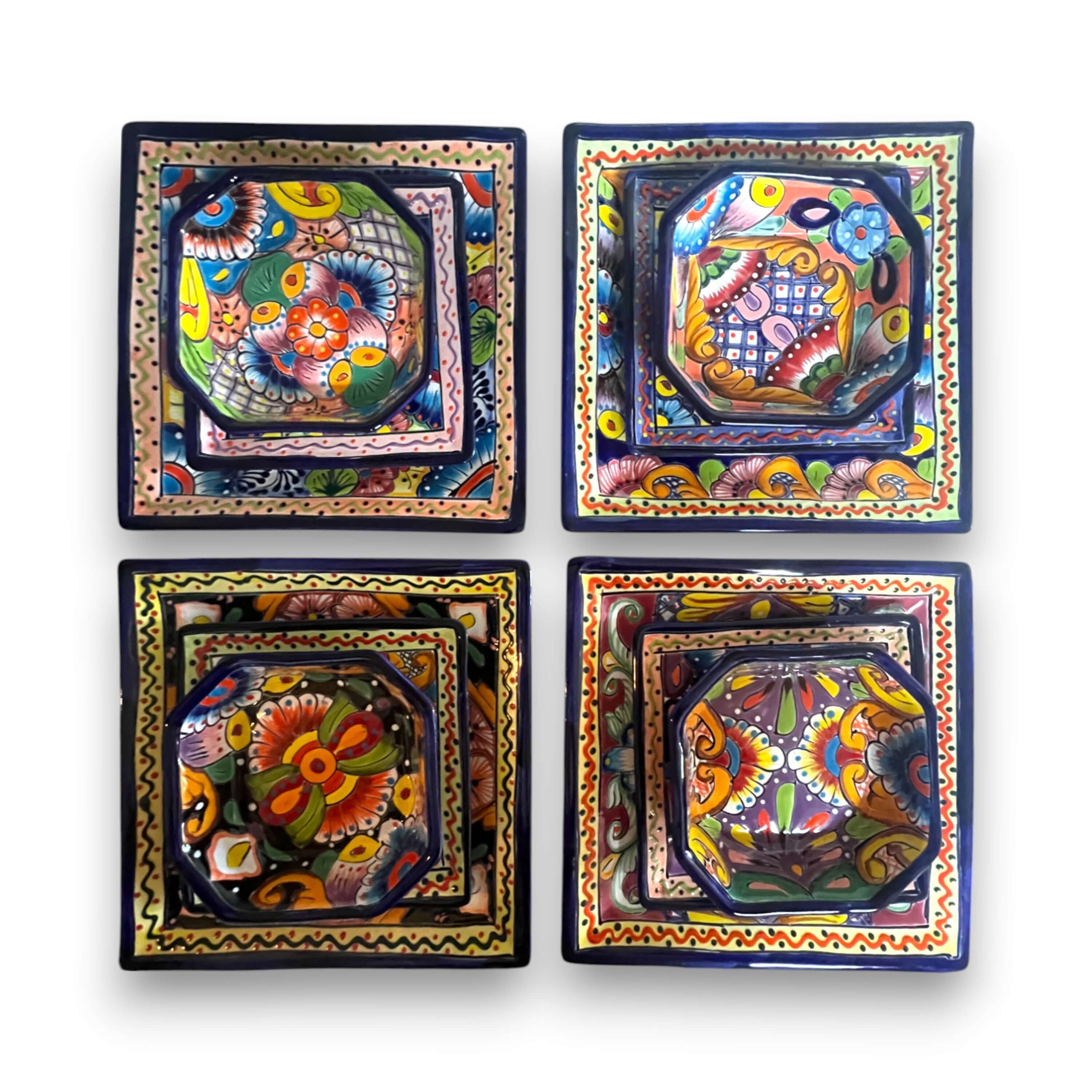 Talavera Square Dinnerware Set | 12-Piece Mexican Pottery Set