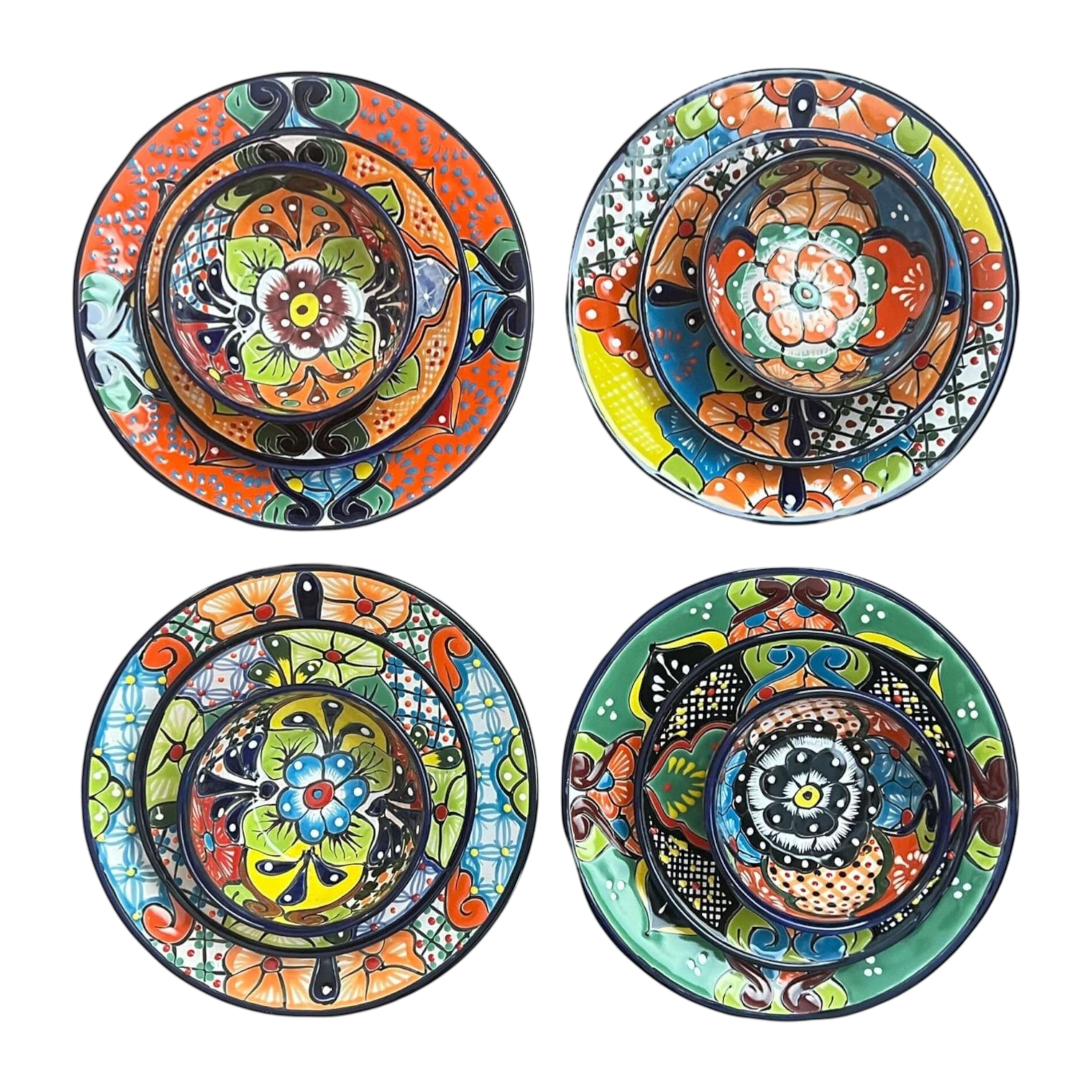 12-Piece Talavera Dinnerware Set | Mexican Ceramic Plates & Bowls